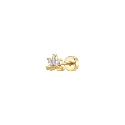 Luca Barra Piercing Acciaio Gold Ventaglio e Cristalli Bianchi