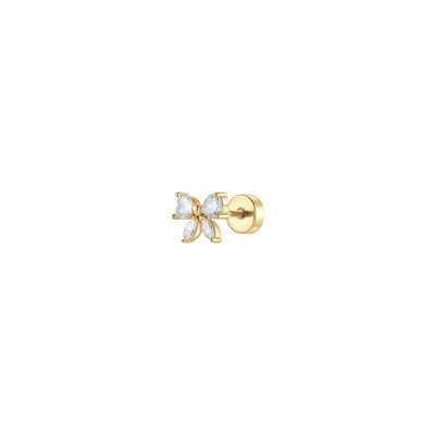 Luca Barra Piercing Acciaio Gold Fiocco e Cristalli Bianchi