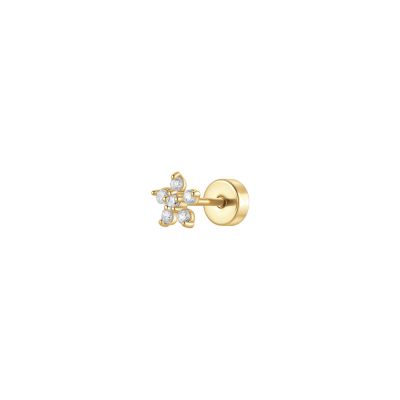Luca Barra Piercing Acciaio Gold Fiore e Cristalli Bianchi