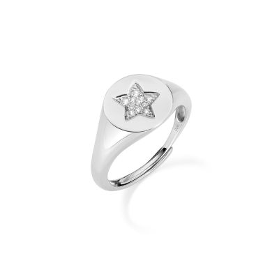 Amen Anello Regolabile Argento Chevalier Stella Zirconata