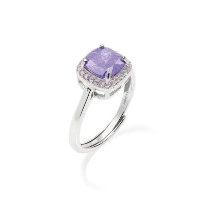 Amen Anello Regolabile Argento Stone Viola
