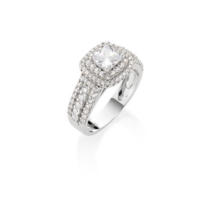 Amen Anello Argento Zirconi Bianchi