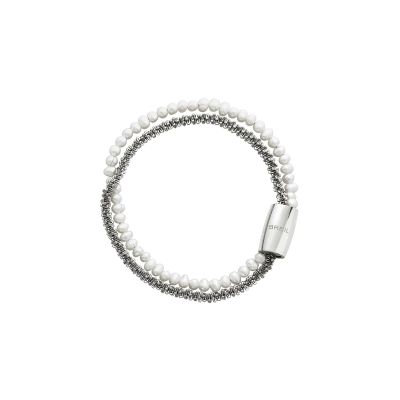 Breil Bracciale 2 Fili Acciaio e Perle Magnetica