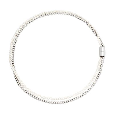 Breil Collana 2 Fili Acciaio e Perle Magnetica