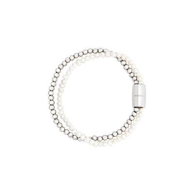 Breil Bracciale 2 Fili Acciaio e Perle Magnetica