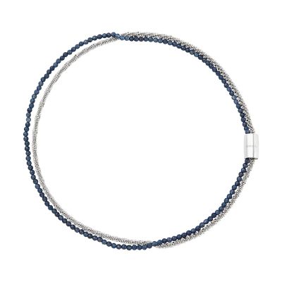 Breil Collana 2 Fili Acciaio e Agata Blu Magnetica