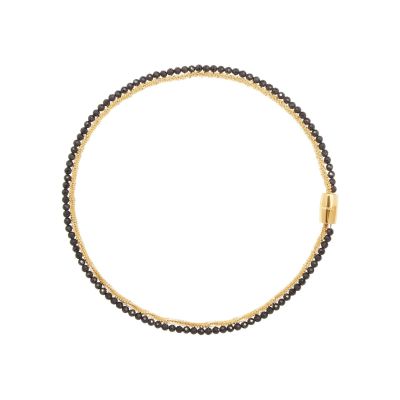 Breil Collana 2 Fili Acciaio Gold e Spinello Nera Magnetica