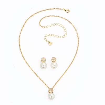 Barbieri Set Collana e Orecchini Metallo Gold e Perla