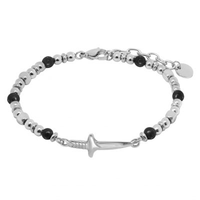 Chimiama Bracciale Acciaio e Agata Nera