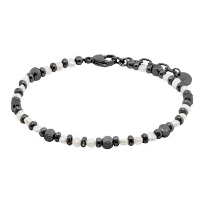 Chimiama Bracciale Acciaio Pvd Nero e Perla