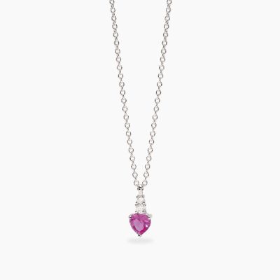 Mabina Collana Argento Cuore Corindone Rosa
