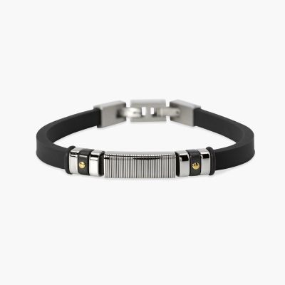 Kidult Bracciale Silicone Nero e Acciaio