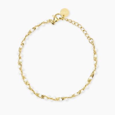 Kidult Bracciale Acciaio Gold con Perle Conchiglia