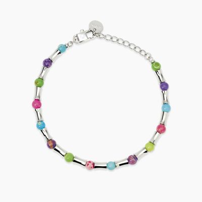 Kidult Bracciale Acciaio con Diaspro Multicolor