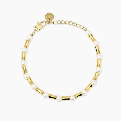 Kidult Bracciale Acciaio Gold con Perle Conchiglia