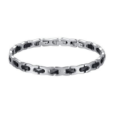 Luca Barra Bracciale Acciaio e Ceramica Nera