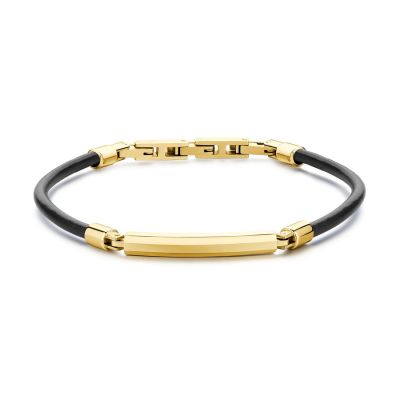 Brosway Bracciale Pelle Marrone e Piastra Acciaio Gold Origin