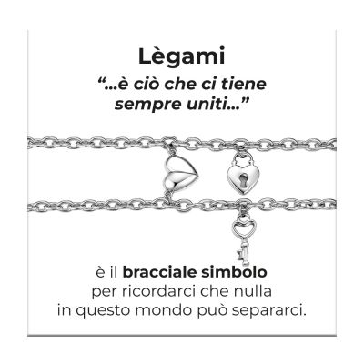 Luca Barra 2 Bracciali Acciaio Cuore Lucchetto e Chiave