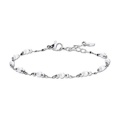 Luca Barra Bracciale Acciaio Perle Bianche