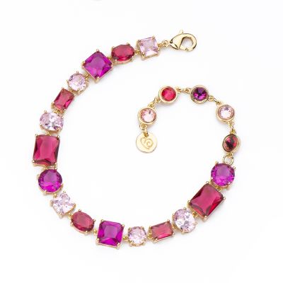 Barbieri Bracciale Metallo Dorato Cristalli Multi Rosa
