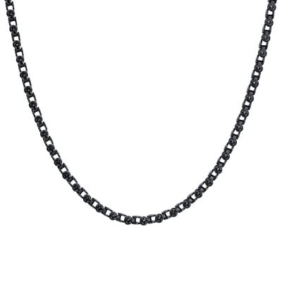 Luca Barra Collana Catena Acciaio Ip Nero