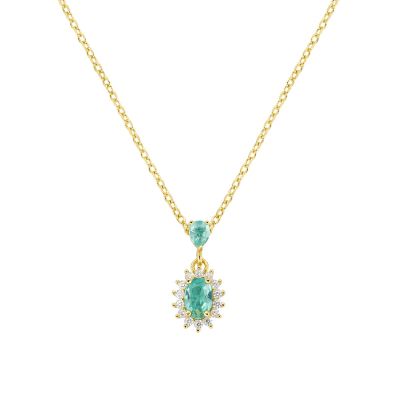 Amen Collana Argento Gold Zirconi Verde e Bianchi