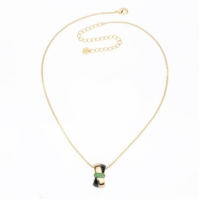 Barbieri Collana Metallo Dorato Smalto e Zirconi