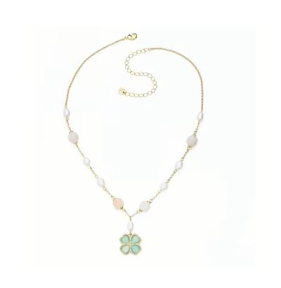 Barbieri Collana Metallo Dorato Quadrifoglio Verde