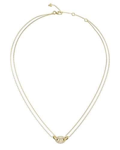 Guess Collana 2 Fili Acciaio Gold Centrale ZIrconato