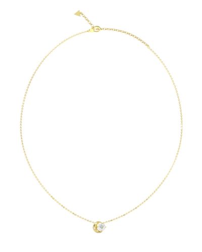 Guess Collana Acciaio Gold Luna con Cristallo Bianco