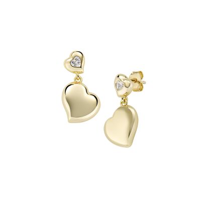 Amen Orecchini Argento Gold Cuore con Zircone