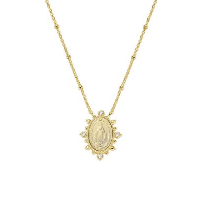 Amen Collana Ottone Gold Madonnina con Zirconi