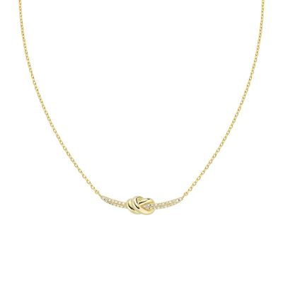 Amen Collana Ottone Gold Nodo D'Amore e Zirconi