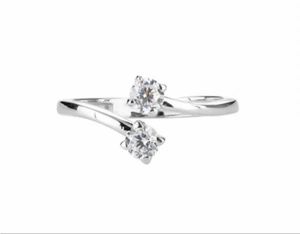 Chimiama Anello Donna Argento con 2 Pietre Stainless Gioiellerie