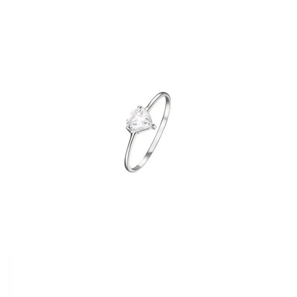 Stroili Anello Oro Bianco 9K Cuore 5 mm Claire 1424443 Stainless