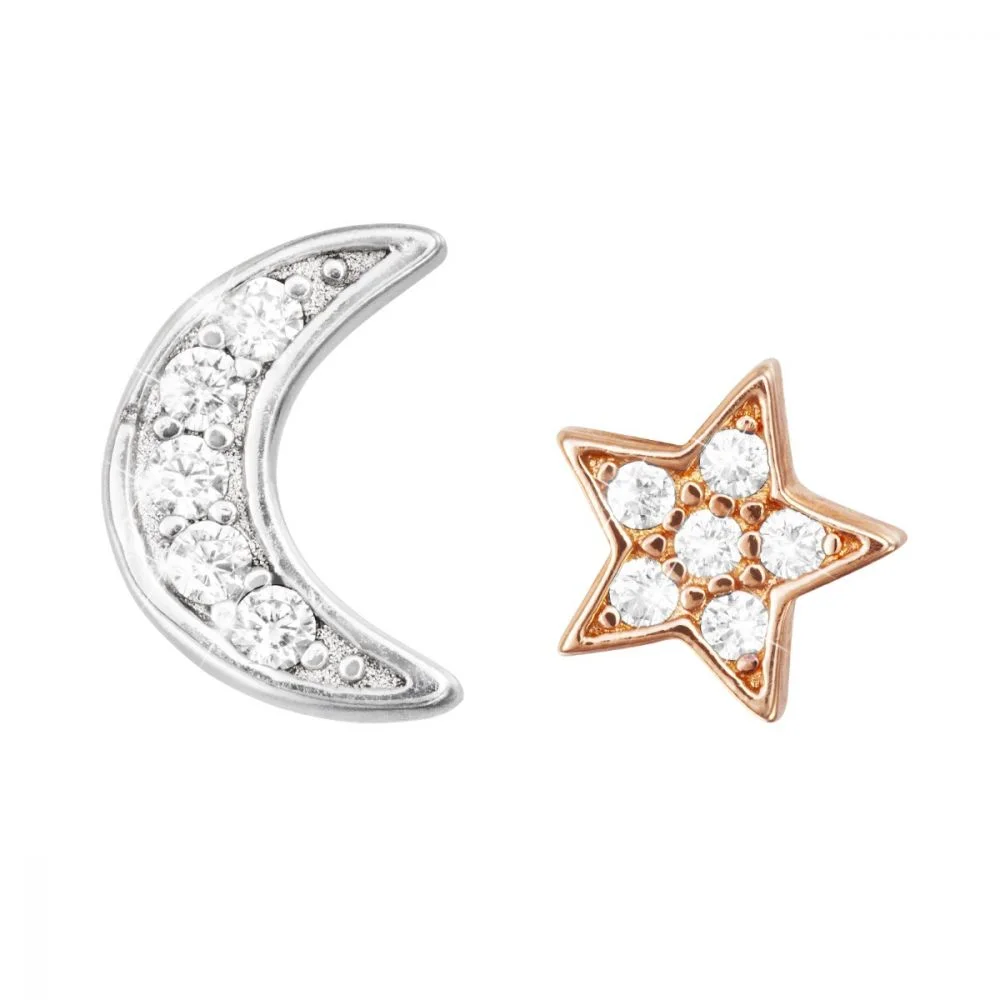 Stroili Orecchini Lobo Argento Stella e Luna Silver Moments 1622423 Stainless Gioiellerie