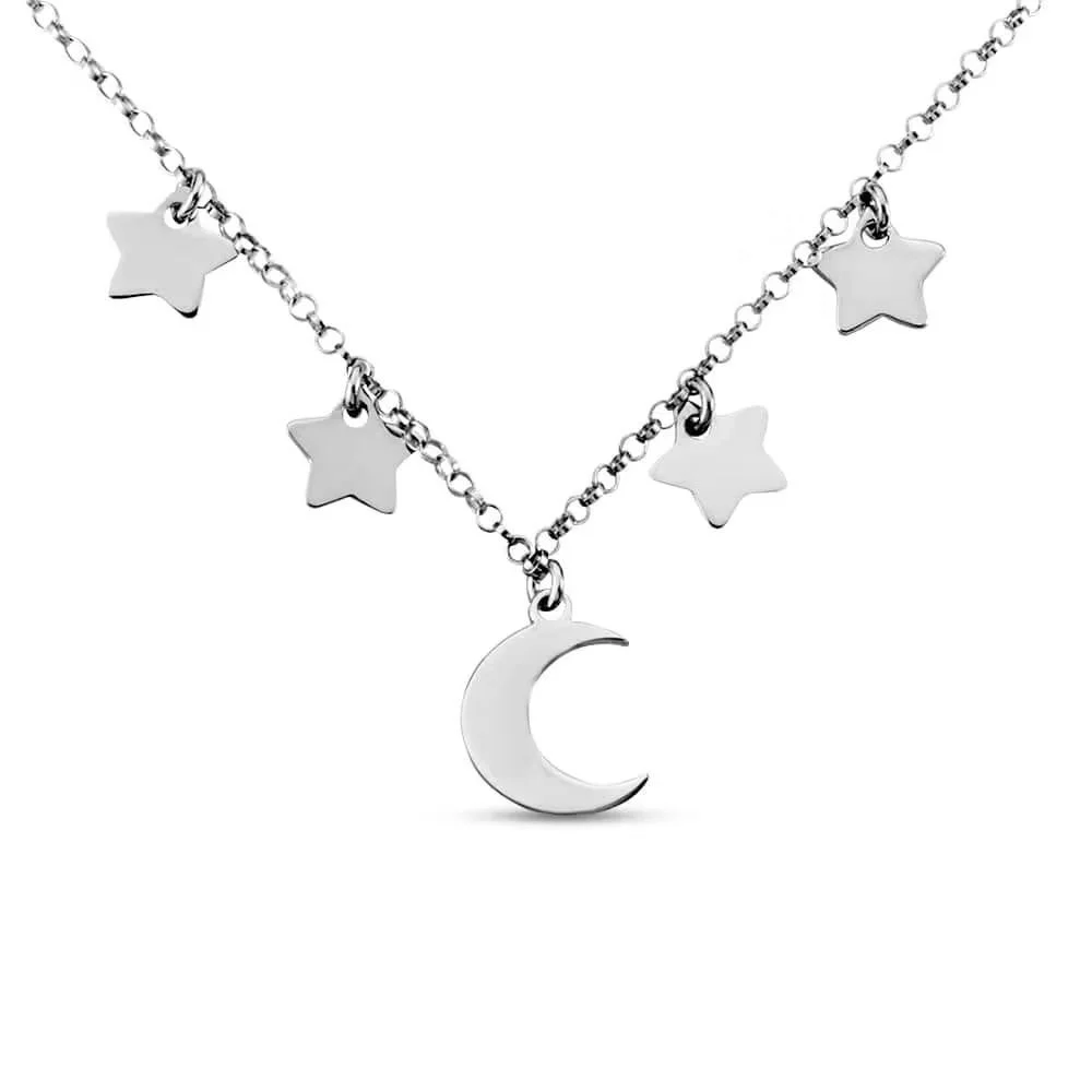 Stroili Collana Donna Argento Luna e Stelle 1667553 Stainless