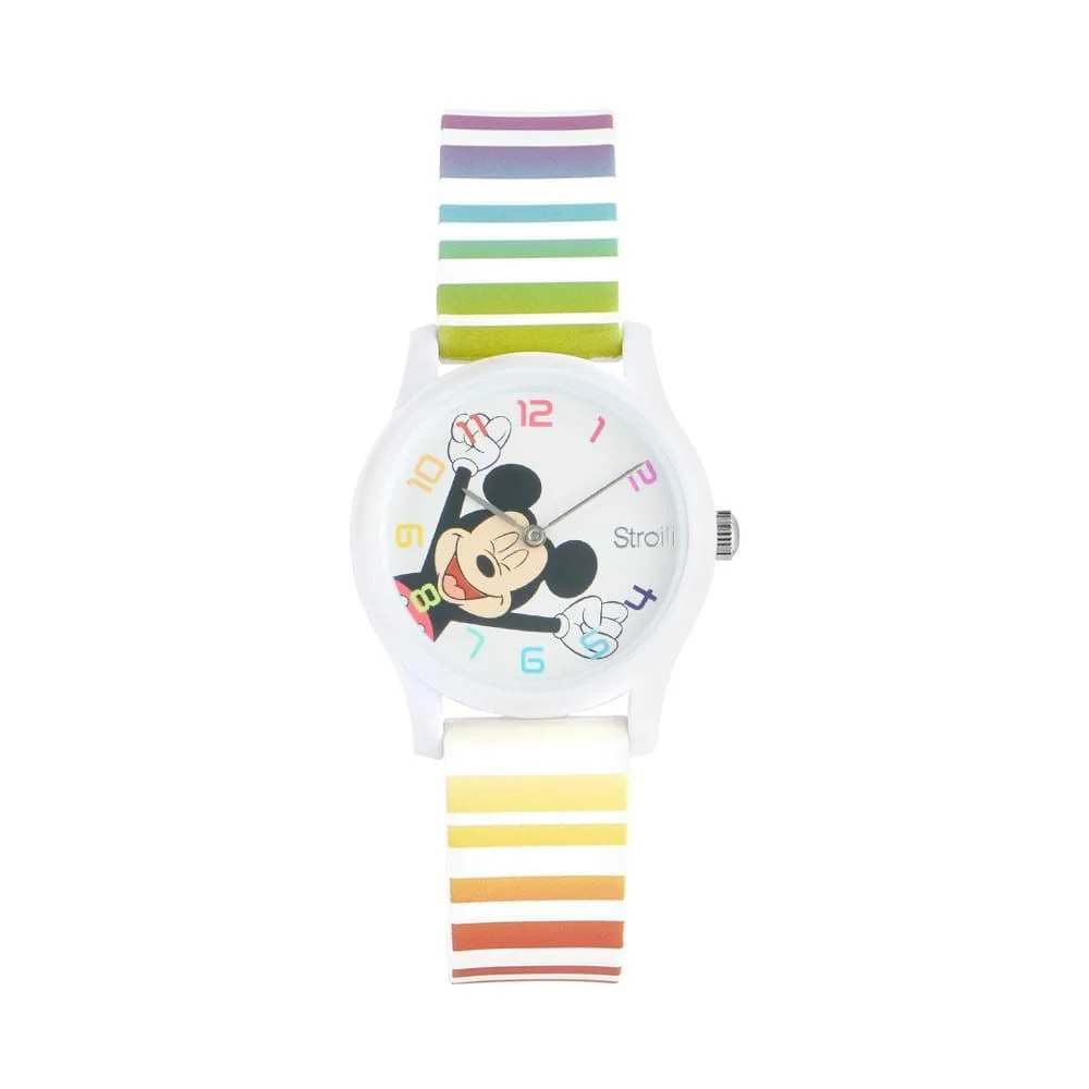 Disney Orologio Gomma Bianco Topolino Happy Times Stainless