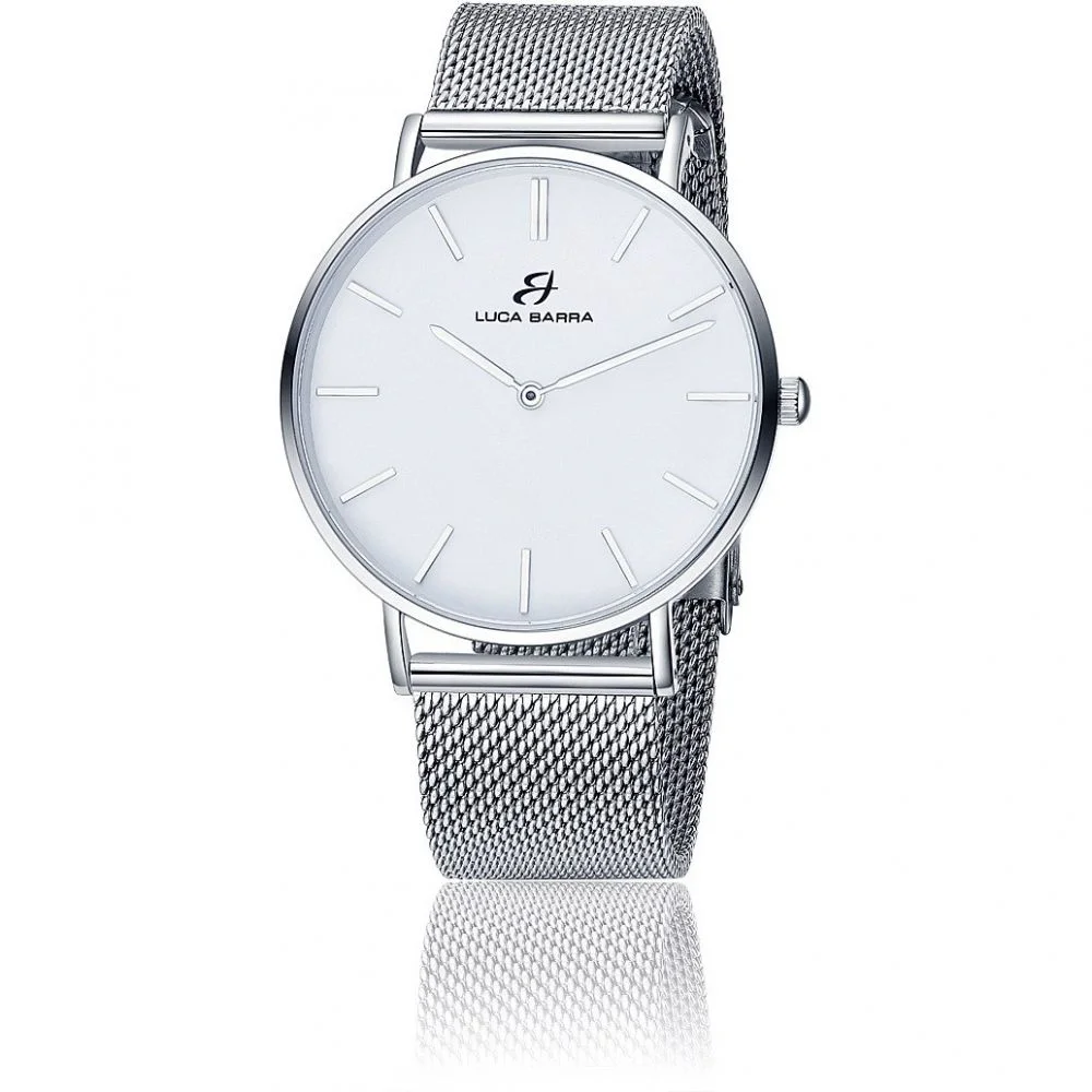 BU86 Luca Barra Orologio Uomo Solo Tempo Bianco Stainless