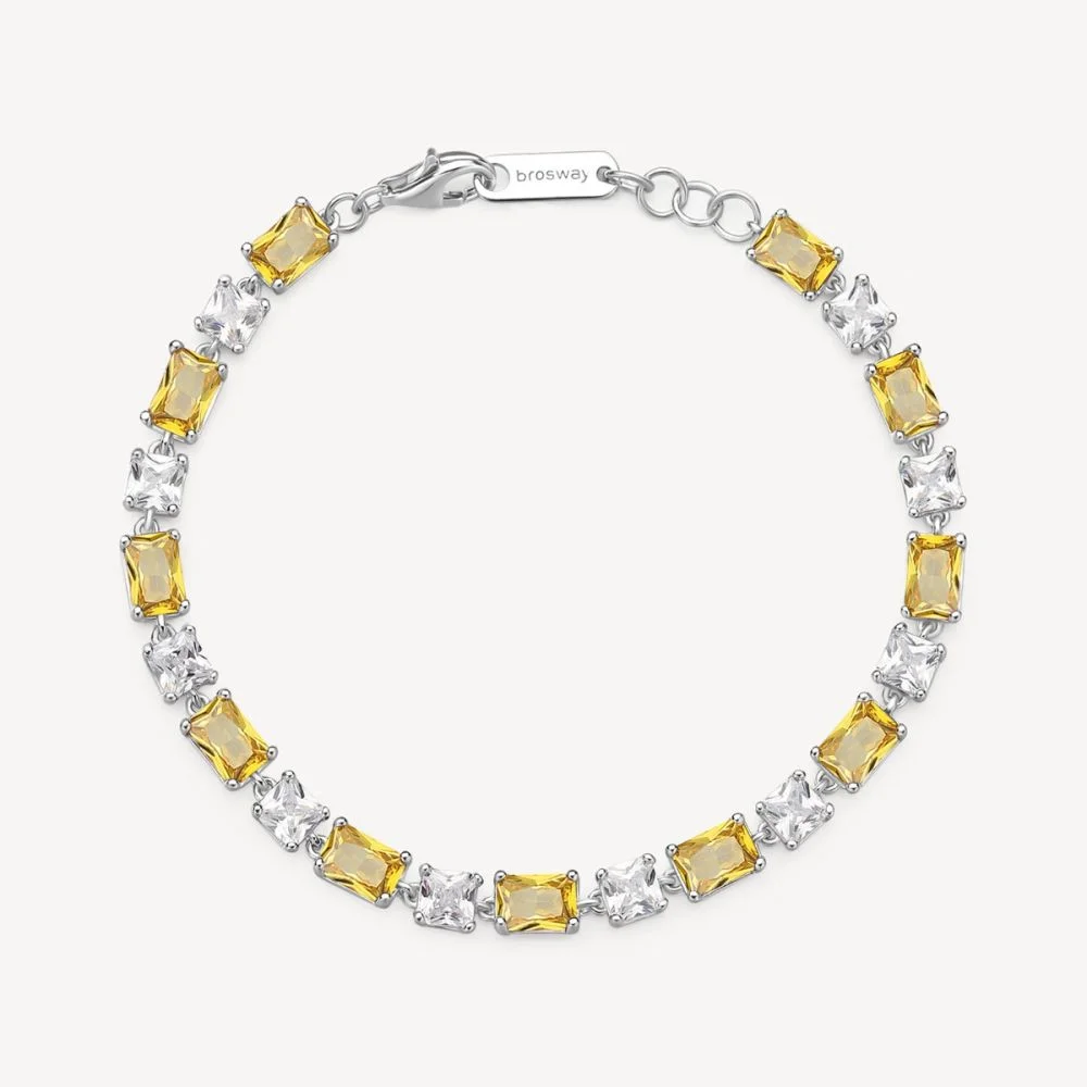 Brosway Bracciale Argento Zirconi Bianchi e Gialli Fancy FEY15 Stainless Gioiellerie
