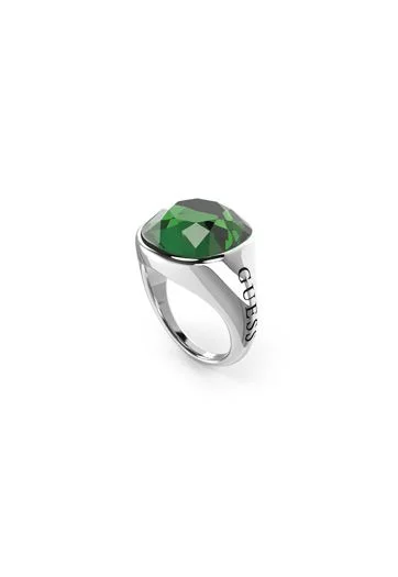 Guess Anello Chevalier Donna Acciaio Cristallo Verde JUBR01124JWRHEM Stainless Gioiellerie