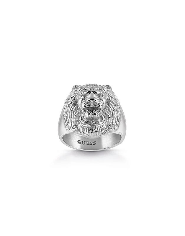 Guess Anello Uomo Acciaio Testa di Leone JUMR01307JWST Stainless
