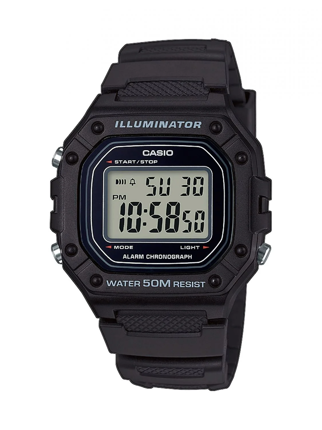 W 218H 1AVEF Casio Orologio Uomo Gomma Digitale Stainless Gioiellerie