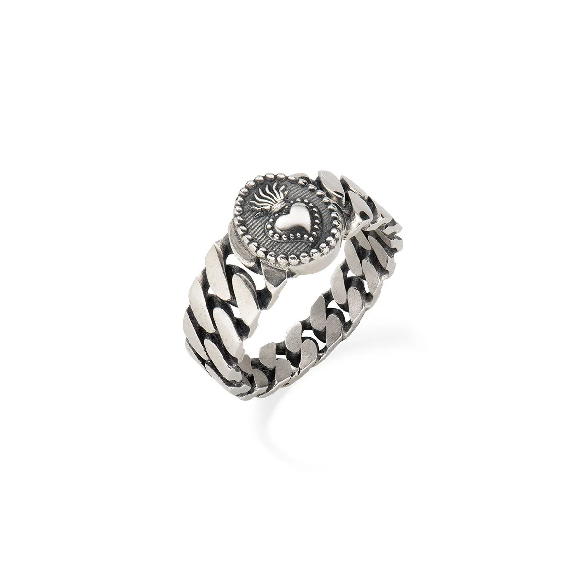 Amen Anello Argento Catena Sacro Cuore ANGRSC Stainless Gioiellerie