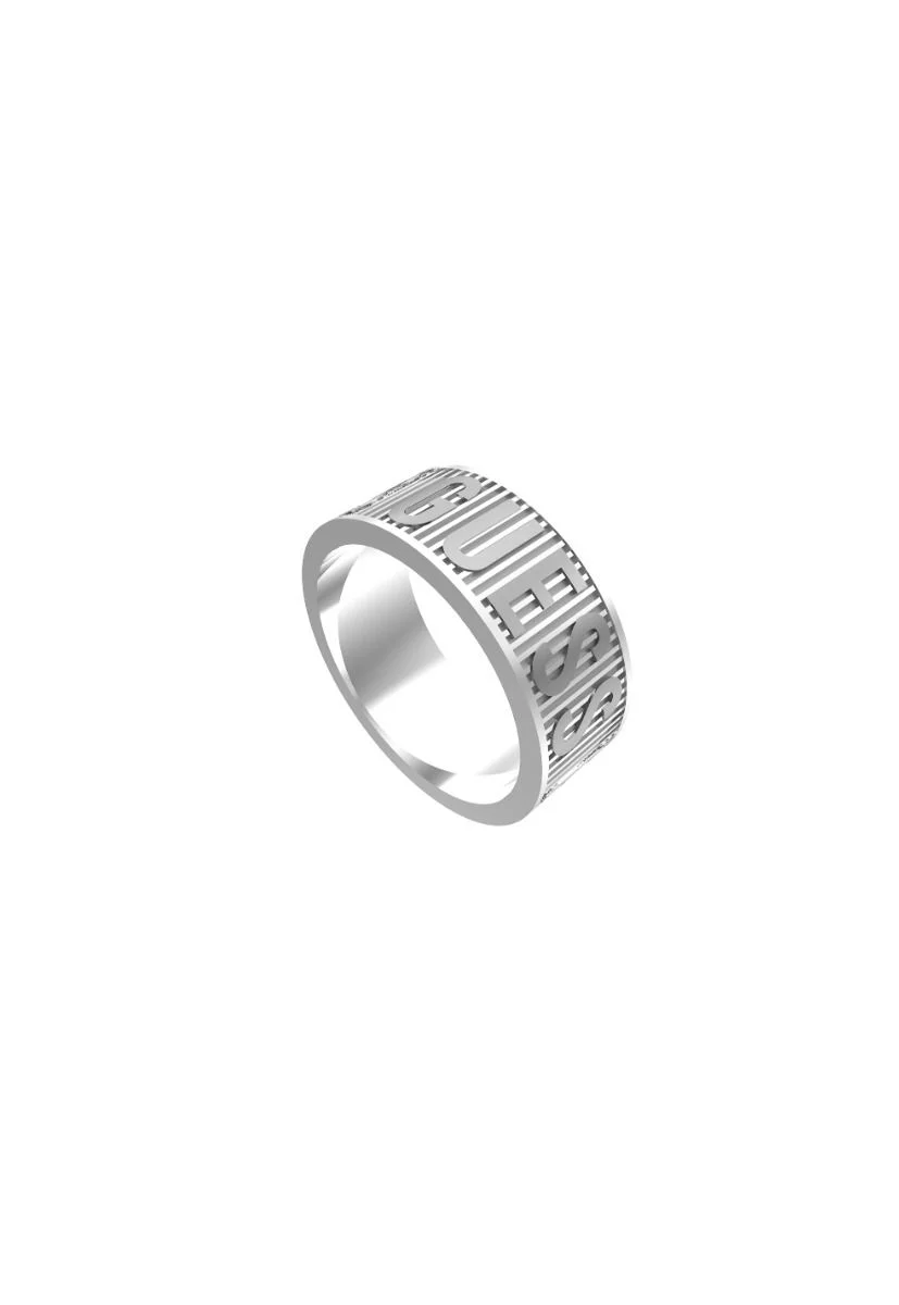 Guess Anello Uomo Acciaio Rigato Scritta Guess JUMR01358JWST