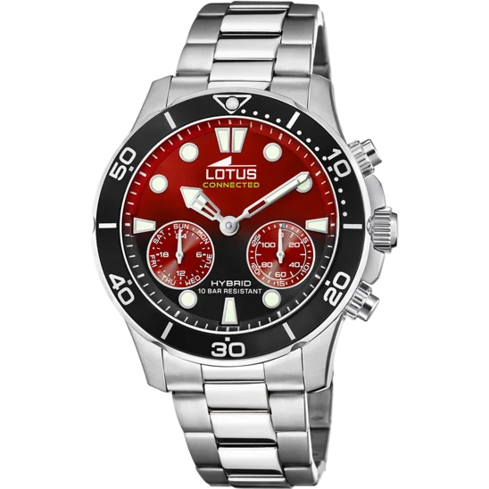 18800 7 Lotus Orologio Ibrido Uomo Acciaio Quadrante Rosso Stainless Gioiellerie