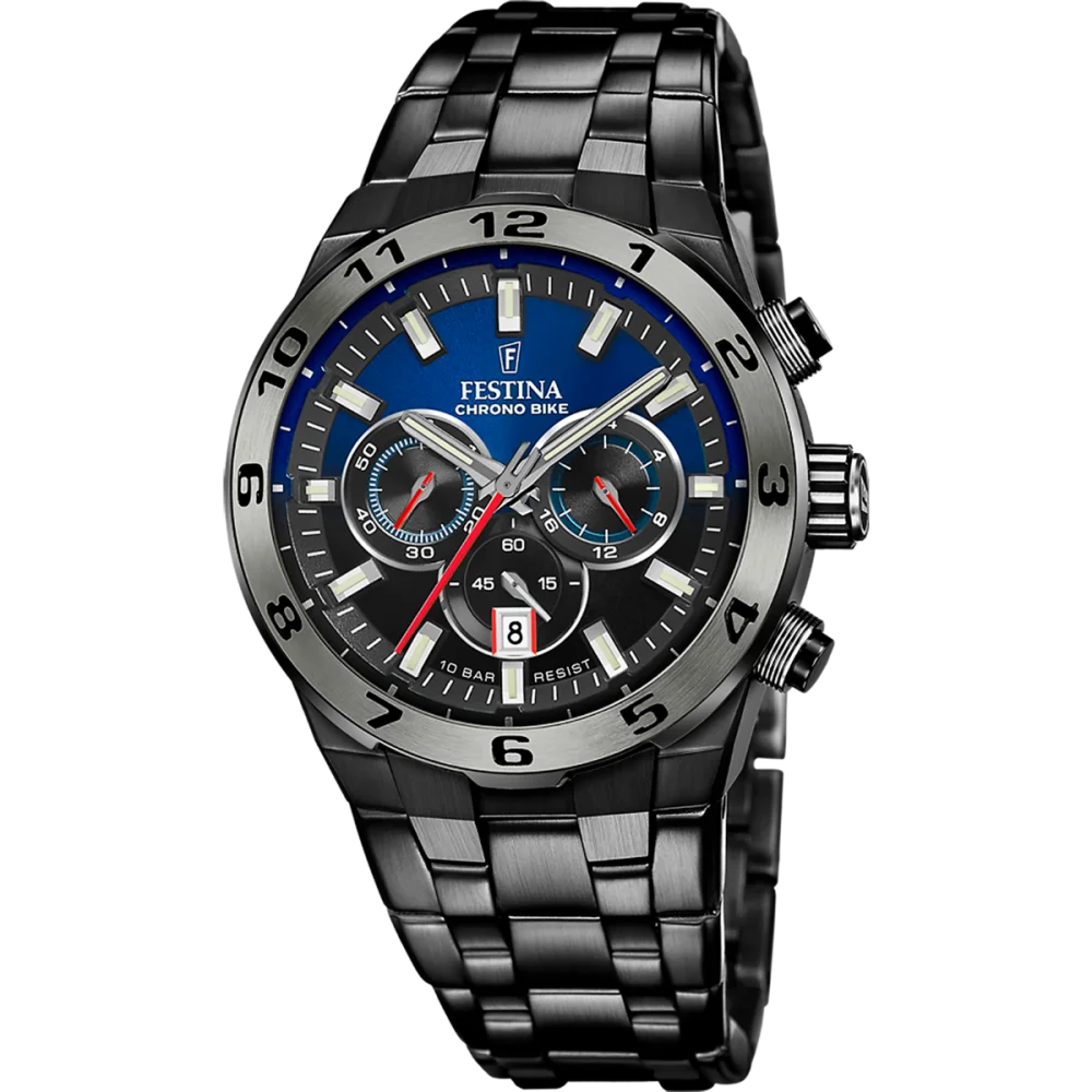 Festina Orologio Cronografo Acciaio Nero Quadrante Blu F20673/1