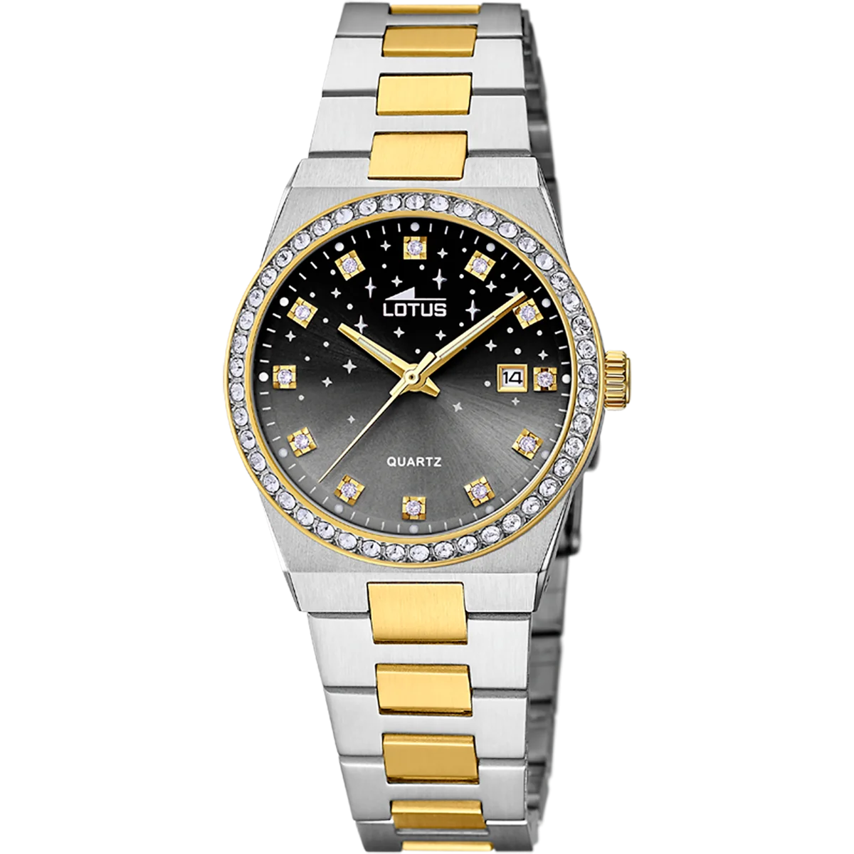 Lotus Orologio Solo Tempo Acciaio e Oro Quadrante Nero 18886 4