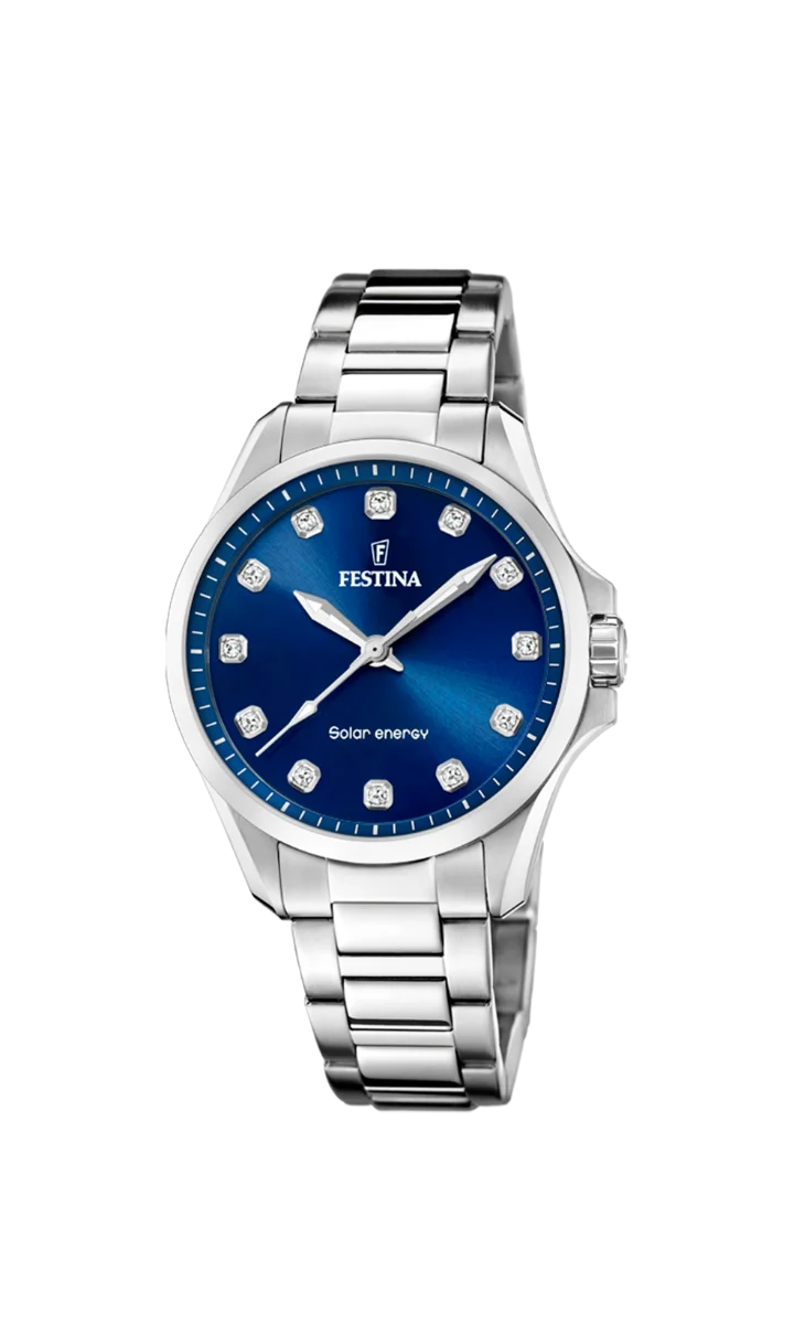 Festina Orologio Solare Acciaio Solo Tempo Quadrante Blu F20654 4